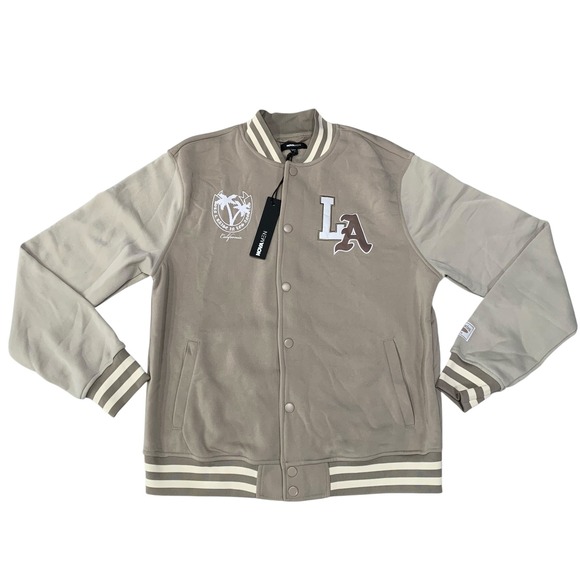 Fashion Nova Other - Fashion Nova Men LA Palm Tree Varsity Jacket Tan Letterman CKMG340F Large NWT